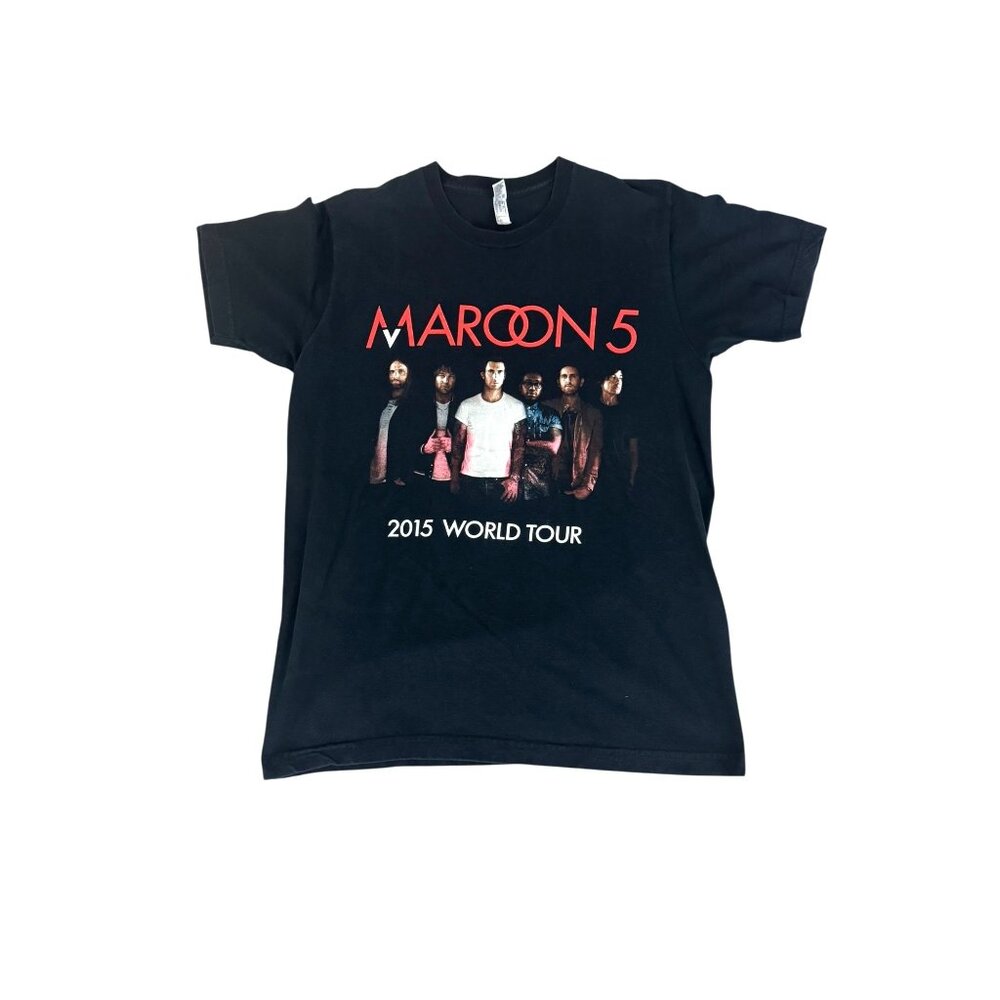 Maroon 5 2015 World Tour T-Shirt Band Tee Graphic Size M‎ Unisex Black Vintage